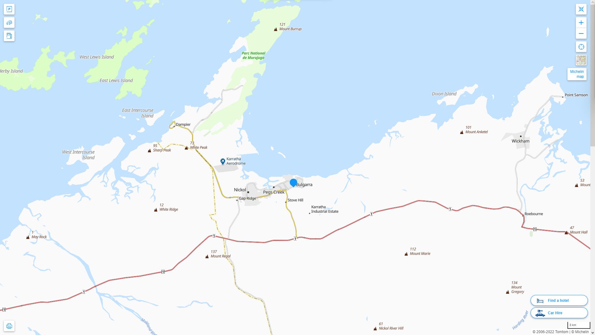Karratha Highway and Road Map